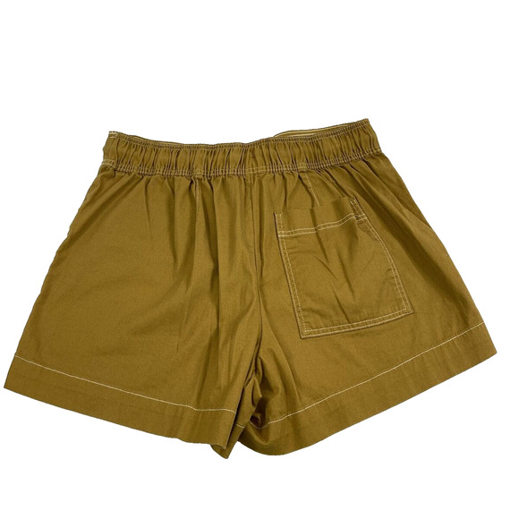 Free Assemby Shorts Womens‎ Large Brown Elastic Waist Rope Tie Slash Pockets - Picture 2 of 9
